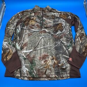 Russell Outdoors Mens Camouflage 1/4 Zip‎ Fleece Pullover Long Sleeve Shirt